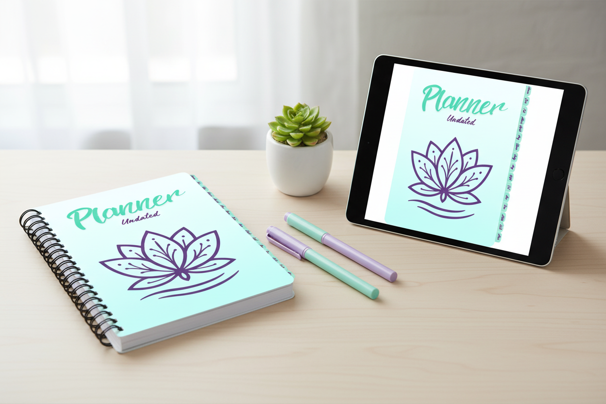 Planner Undated printable and digital planner mockup