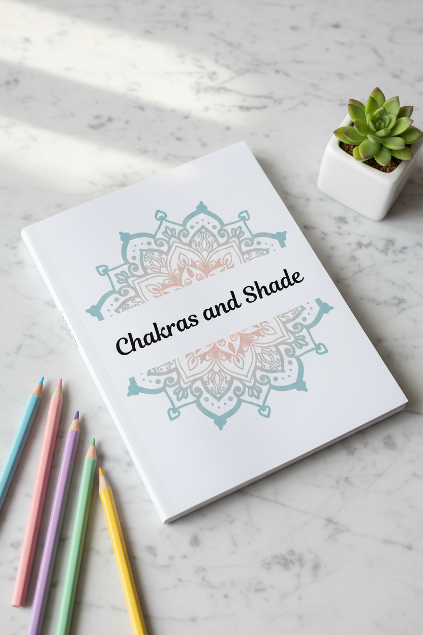 Chakras & Shade soft cover coloring book mockup