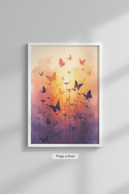 Wings at Dusk framed art print mockup